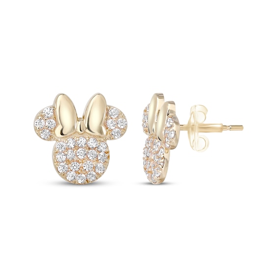 Children's Minnie Mouse Cubic Zirconia Stud Earrings 14K Yellow Gold