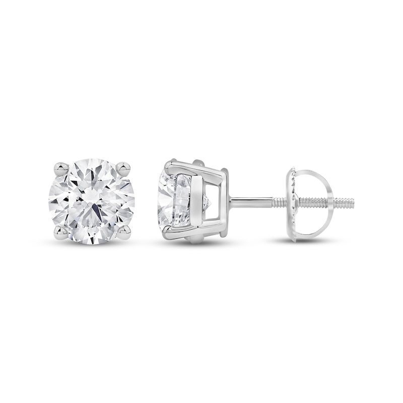 Main Image 3 of KAY Lab-Grown Diamonds Round-Cut Solitaire Stud Earrings 2-1/4 ct tw 14K White Gold (I/SI2)