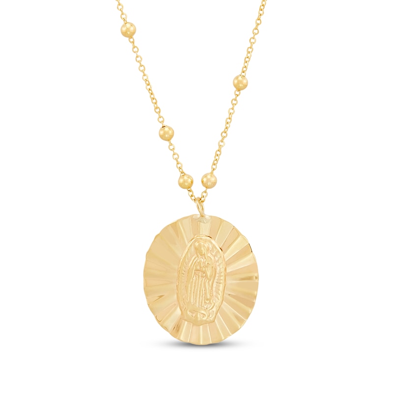 Main Image 1 of Diamond-Cut Virgin Mary Medallion Necklace 14K Yellow Gold 18&quot;