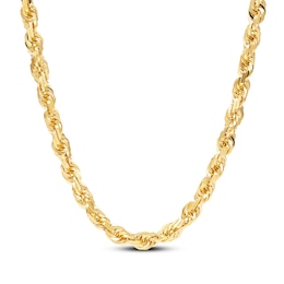 Glitter Rope Chain Necklace 6.5mm Solid 10K Yellow Gold 24"