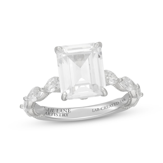 Neil Lane Artistry Emerald-Cut Lab-Grown Diamond Engagement Ring 5 ct tw 14K White Gold
