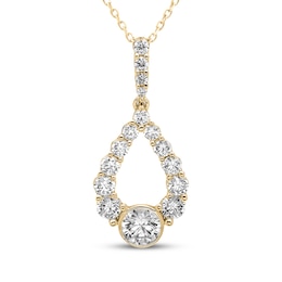 Milestones Diamond Teardrop Necklace 1/2 ct tw 10K Yellow Gold 18"