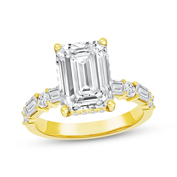 Now + Forever Lab-Grown Diamonds Emerald-Cut Engagement Ring 4-7/8 ct tw 14K Yellow Gold