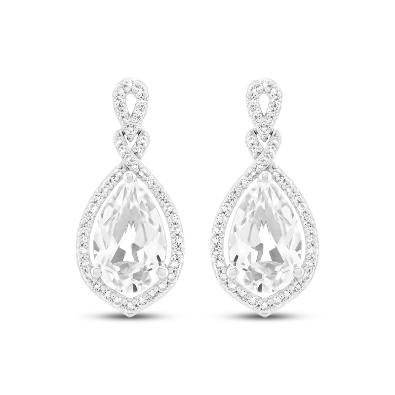 Main Image 2 of Pear-Shaped White Lab-Created Sapphire Twist Drop Earrings Sterling Silver