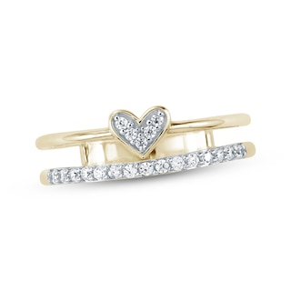 Diamond Heart Faux-Stack Ring 1/6 ct tw 10K Yellow Gold
