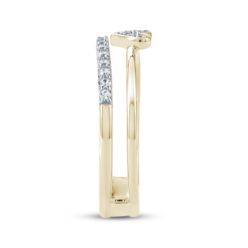 Main Image 3 of Diamond Heart Faux-Stack Ring 1/6 ct tw 10K Yellow Gold