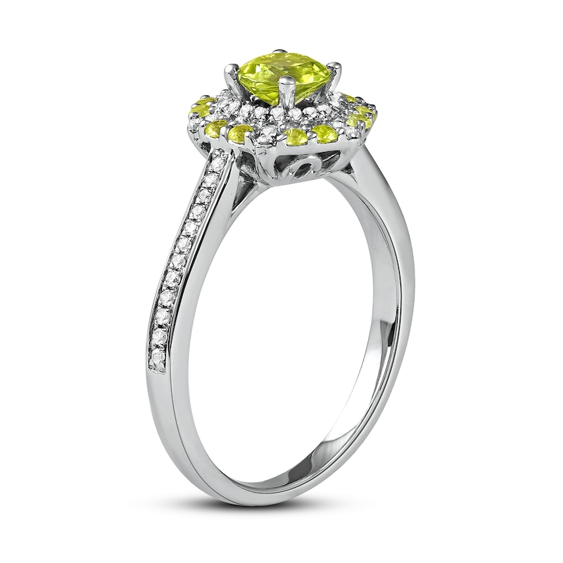 Main Image 2 of Peridot & Diamond Ring 1/6 ct tw 10K White Gold