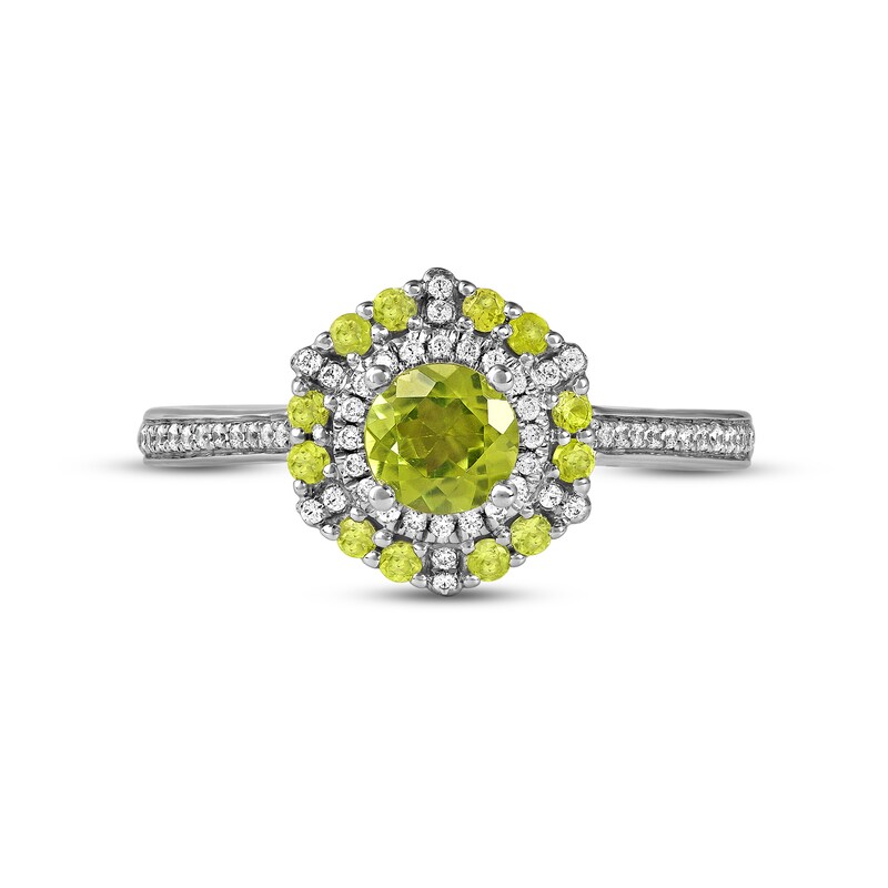 Main Image 3 of Peridot & Diamond Ring 1/6 ct tw 10K White Gold