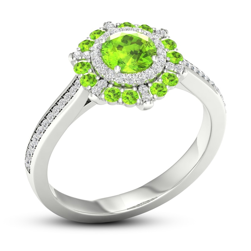 Main Image 4 of Peridot & Diamond Ring 1/6 ct tw 10K White Gold