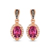 Thumbnail Image 2 of Le Vian Oval-Cut Pink Tourmaline Dangle Earrings 1/6 ct tw Diamonds 14K Strawberry Gold