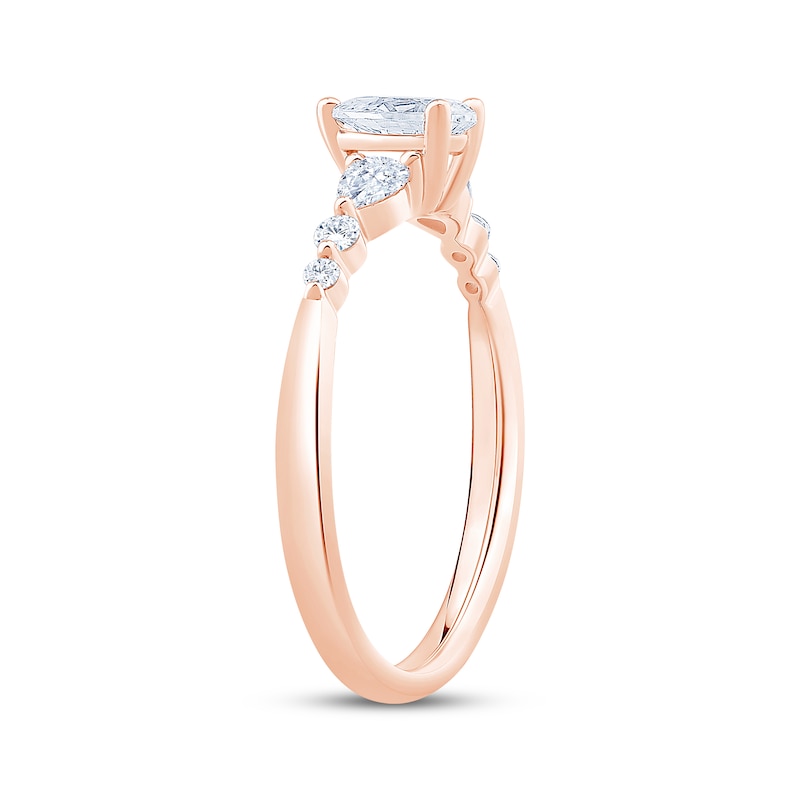 Main Image 2 of Now + Forever Lab-Grown Diamonds Pear-Shaped Three-Stone Engagement Ring 5/8 ct tw 14K Rose Gold