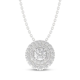 THE LEO Diamond Double Halo Necklace 1 ct tw 14K White Gold 19"