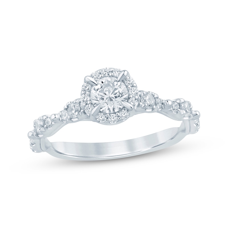 Main Image 1 of Now + Forever Lab-Grown Diamonds Round-Cut Halo Engagement Ring 5/8 ct tw 14K White Gold