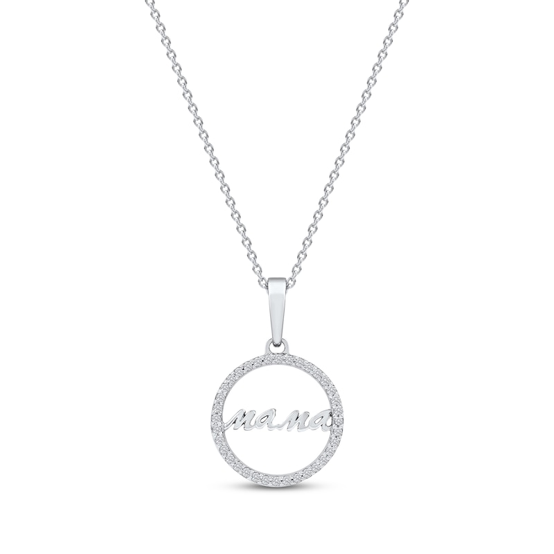 Main Image 1 of Diamond Circle &quot;Mama&quot; Necklace 1/10 ct tw 10K White Gold 18&quot;