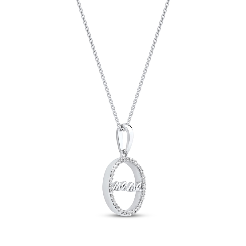 Main Image 2 of Diamond Circle &quot;Mama&quot; Necklace 1/10 ct tw 10K White Gold 18&quot;