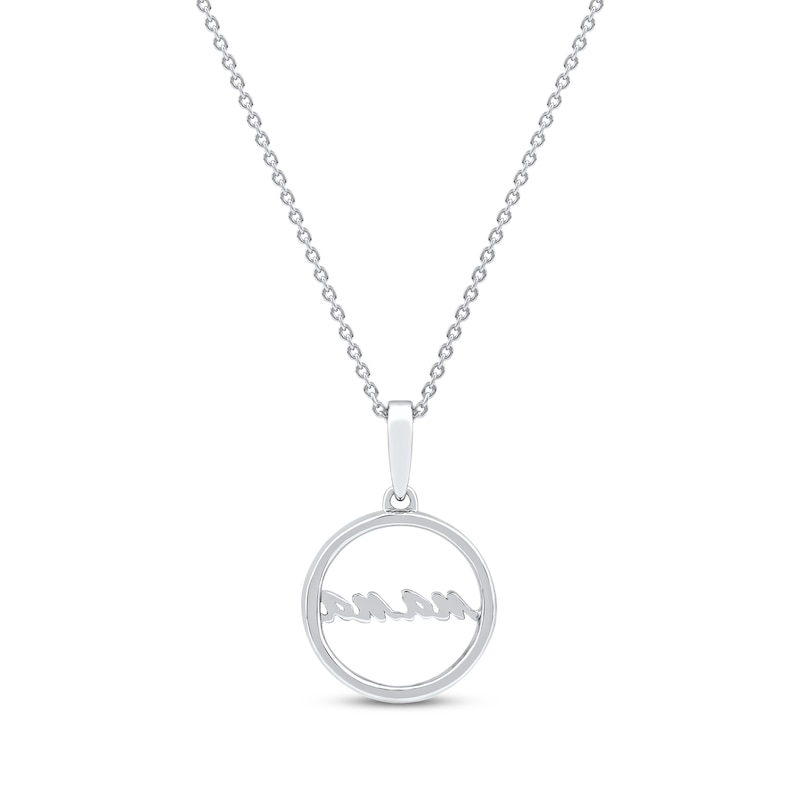 Main Image 3 of Diamond Circle &quot;Mama&quot; Necklace 1/10 ct tw 10K White Gold 18&quot;