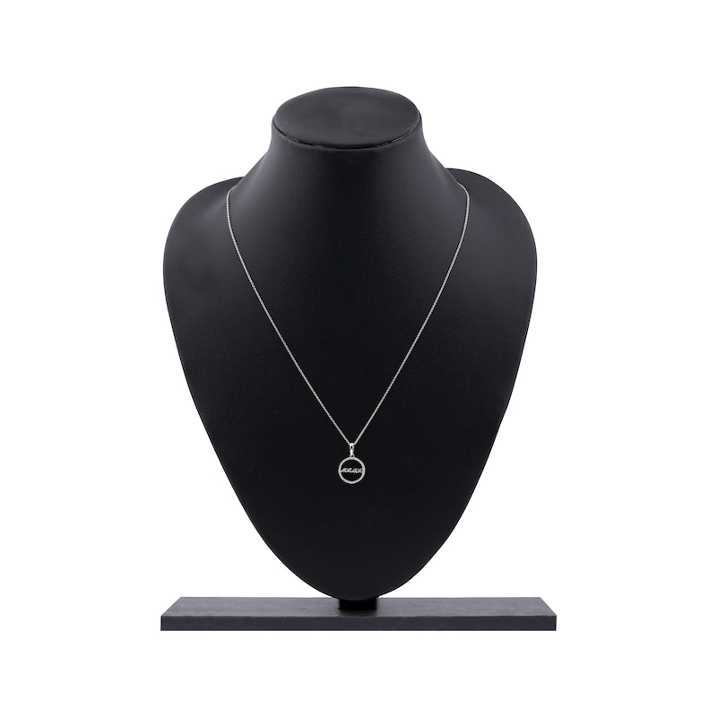 Main Image 5 of Diamond Circle &quot;Mama&quot; Necklace 1/10 ct tw 10K White Gold 18&quot;