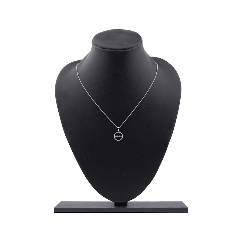 Main Image 6 of Diamond Circle &quot;Mama&quot; Necklace 1/10 ct tw 10K White Gold 18&quot;