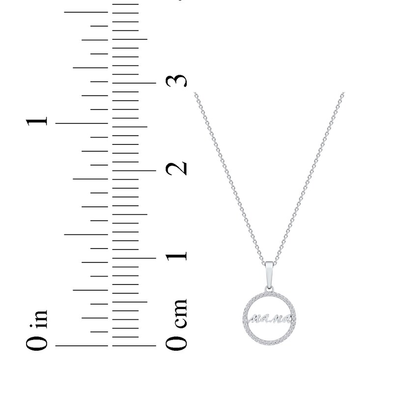 Main Image 7 of Diamond Circle &quot;Mama&quot; Necklace 1/10 ct tw 10K White Gold 18&quot;