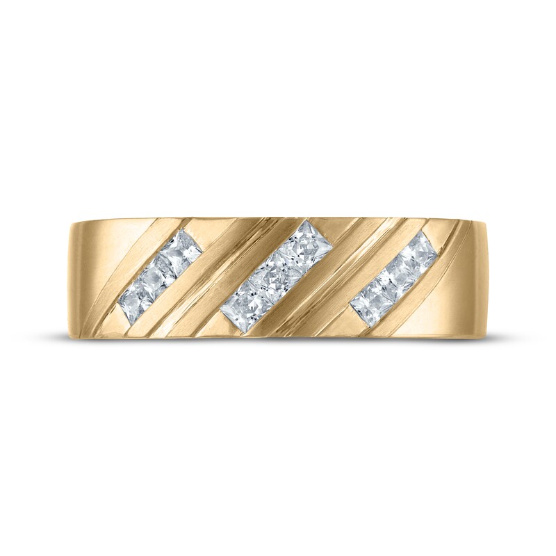 Main Image 3 of Now + Forever Men's Diamond Diagonal Wedding Band 1/2 ct tw 10K Yellow Gold
