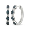 Thumbnail Image 1 of Blue & White Multi-Diamond Station Hoop Earrings 1/3 ct tw Sterling Silver