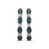 Thumbnail Image 2 of Blue & White Multi-Diamond Station Hoop Earrings 1/3 ct tw Sterling Silver