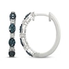 Thumbnail Image 3 of Blue & White Multi-Diamond Station Hoop Earrings 1/3 ct tw Sterling Silver