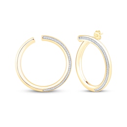 Diamond Pavé Open Hoop Earrings 1/2 ct tw 10K Yellow Gold