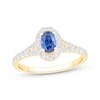 Thumbnail Image 1 of Now + Forever Oval-Cut Natural Blue Sapphire & Diamond Engagement Ring 1/2 ct tw 14K Yellow Gold