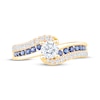 Thumbnail Image 3 of Now + Forever Round-Cut Diamond & Natural Blue Sapphire Bypass Engagement Ring 3/4 ct tw 14K Yellow Gold