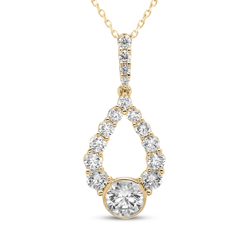 Main Image 1 of Milestones Diamond Teardrop Necklace 2 ct tw 10K Yellow Gold 18&quot;