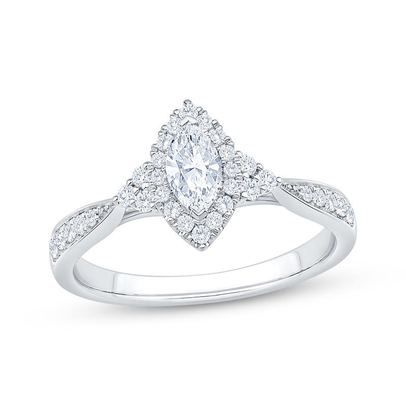 Main Image 1 of Now + Forever Marquise-Cut Diamond Halo Engagement Ring 5/8 ct tw 14K White Gold