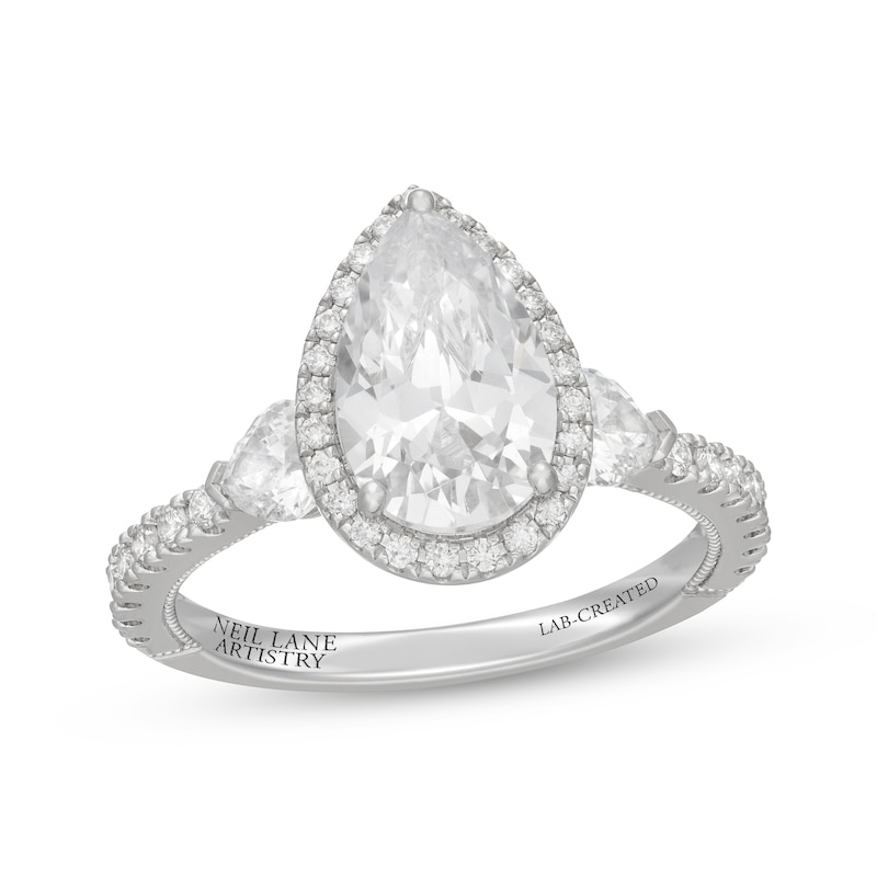 Main Image 1 of Neil Lane Artistry Pear-Shaped Lab-Grown Diamond Halo Engagement Ring 2-7/8 ct tw 14K White Gold