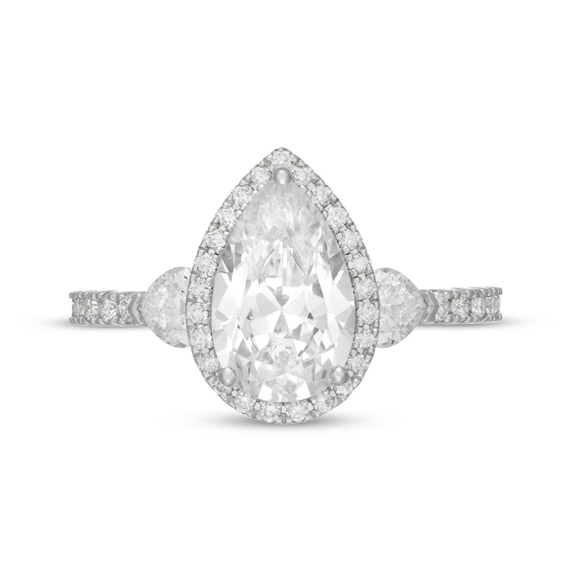 Main Image 3 of Neil Lane Artistry Pear-Shaped Lab-Grown Diamond Halo Engagement Ring 2-7/8 ct tw 14K White Gold