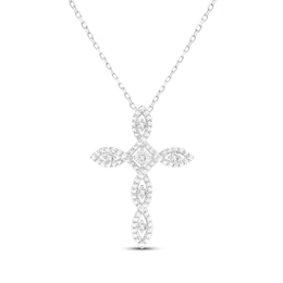 Diamond Twist Cross Necklace 1/10 ct tw Sterling Silver 18"