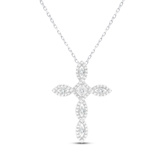 Diamond Twist Cross Necklace 1/10 ct tw Sterling Silver 18"