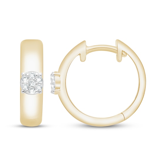 Multi-Diamond Circle Hoop Earrings 1/10 ct tw 10K Yellow Gold