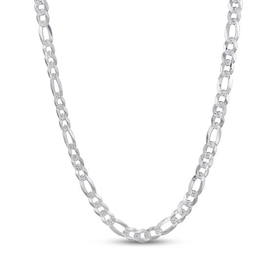 6.6mm Diamond-Cut Figaro Chain Necklace Solid Sterling Silver 22"