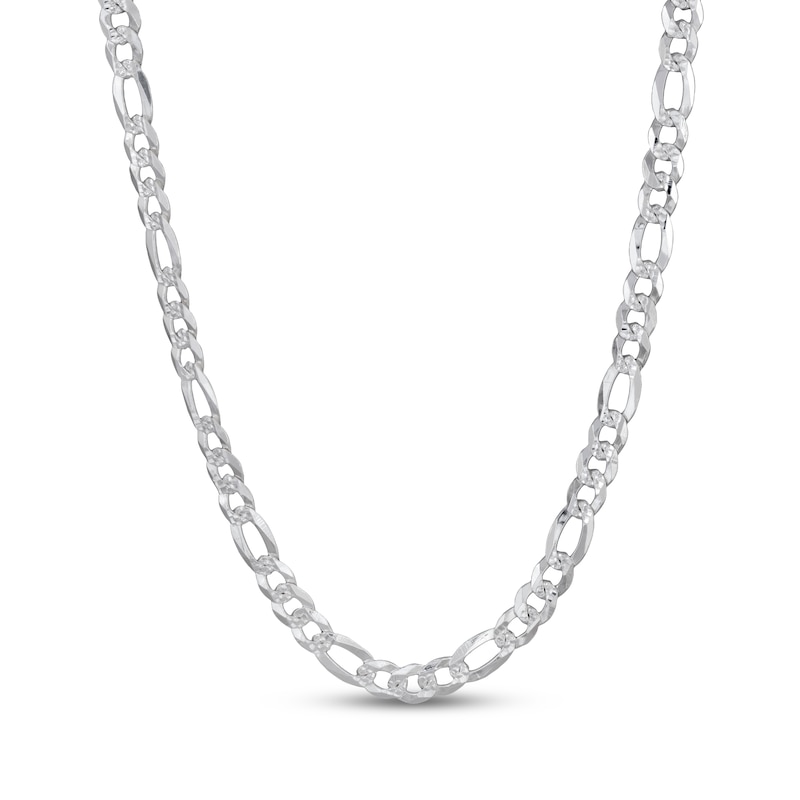 Main Image 1 of 6.6mm Diamond-Cut Figaro Chain Necklace Solid Sterling Silver 22"