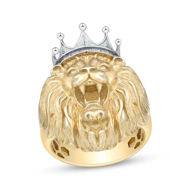 Main Image 1 of Men's Lion with Crown Ring 10K Yellow Gold