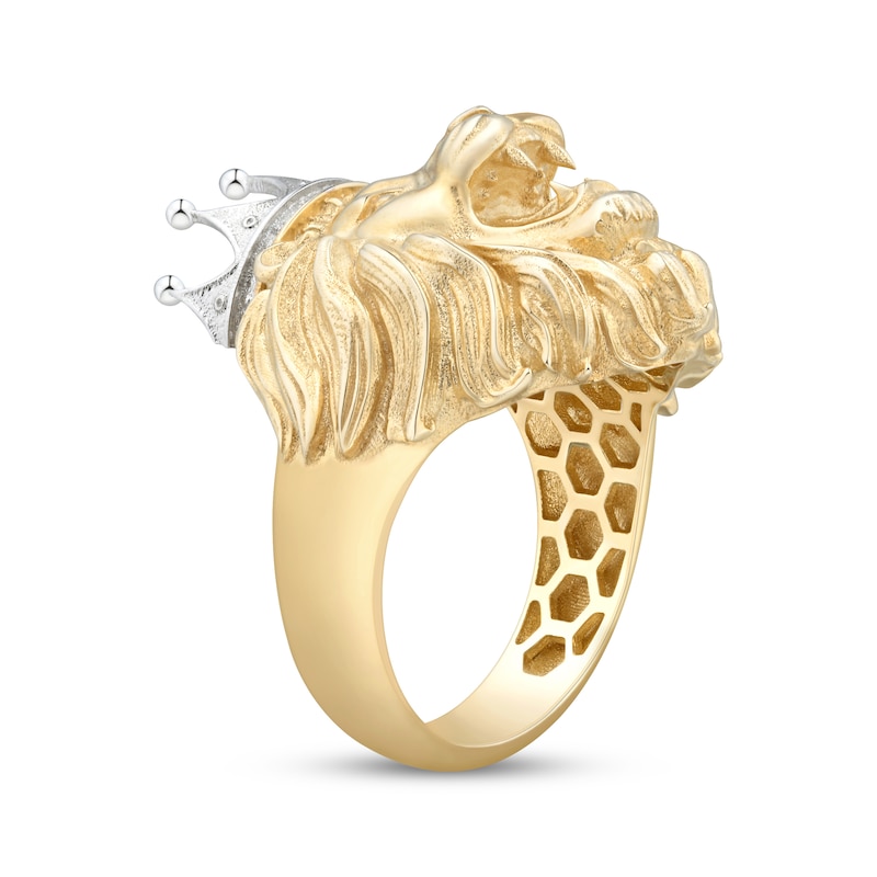 Main Image 2 of Men's Lion with Crown Ring 10K Yellow Gold