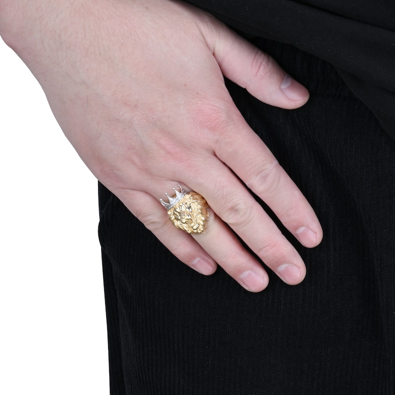 Main Image 4 of Men's Lion with Crown Ring 10K Yellow Gold