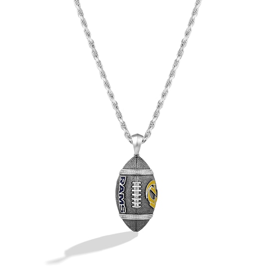 True Fans Los Angeles Rams 1/20 CT. T.W. Diamond Vertical Football Necklace in Sterling Silver