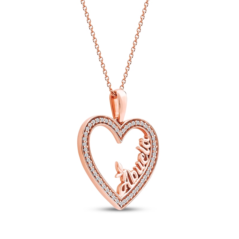 Main Image 2 of Diamond "Abuela" Heart Necklace 1/6 ct tw 10K Rose Gold 18"