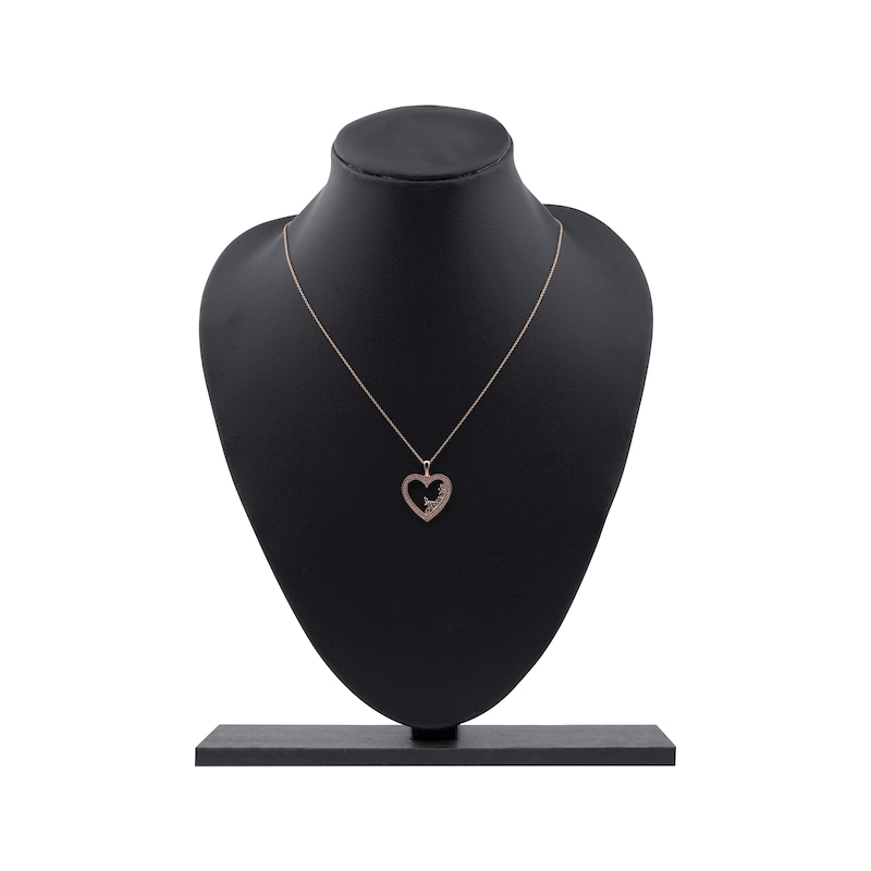 Main Image 5 of Diamond "Abuela" Heart Necklace 1/6 ct tw 10K Rose Gold 18"