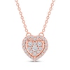 Thumbnail Image 1 of Multi-Diamond Heart Halo Necklace 1/6 ct tw 10K Rose Gold 18&quot;