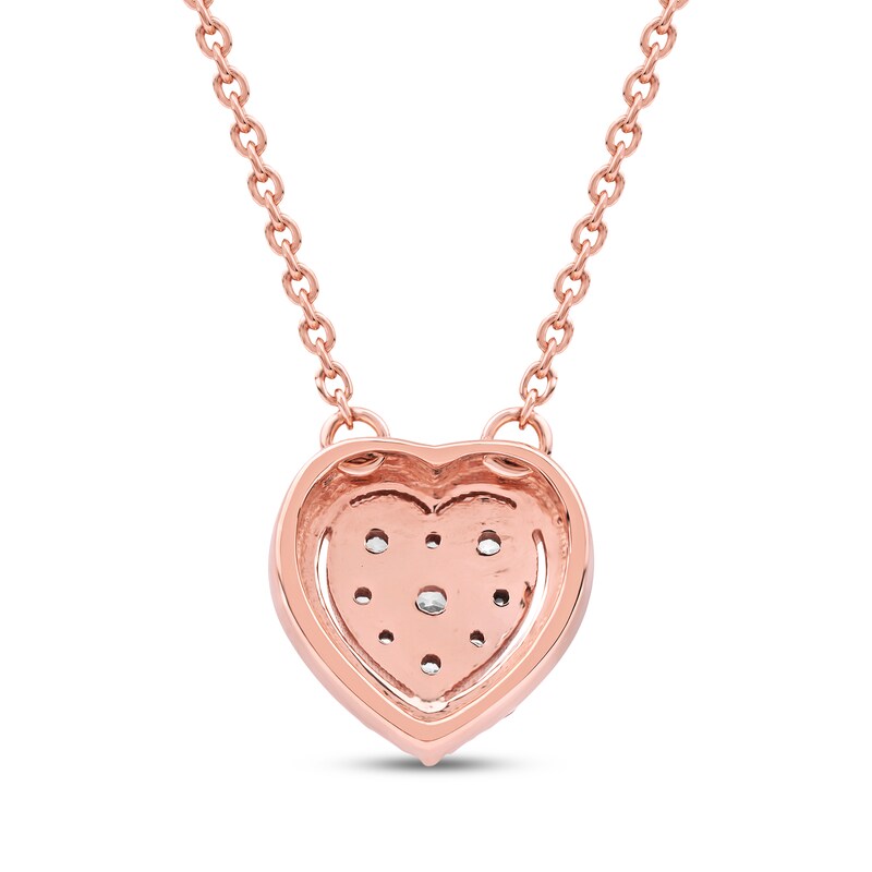 Main Image 3 of Multi-Diamond Heart Halo Necklace 1/6 ct tw 10K Rose Gold 18&quot;