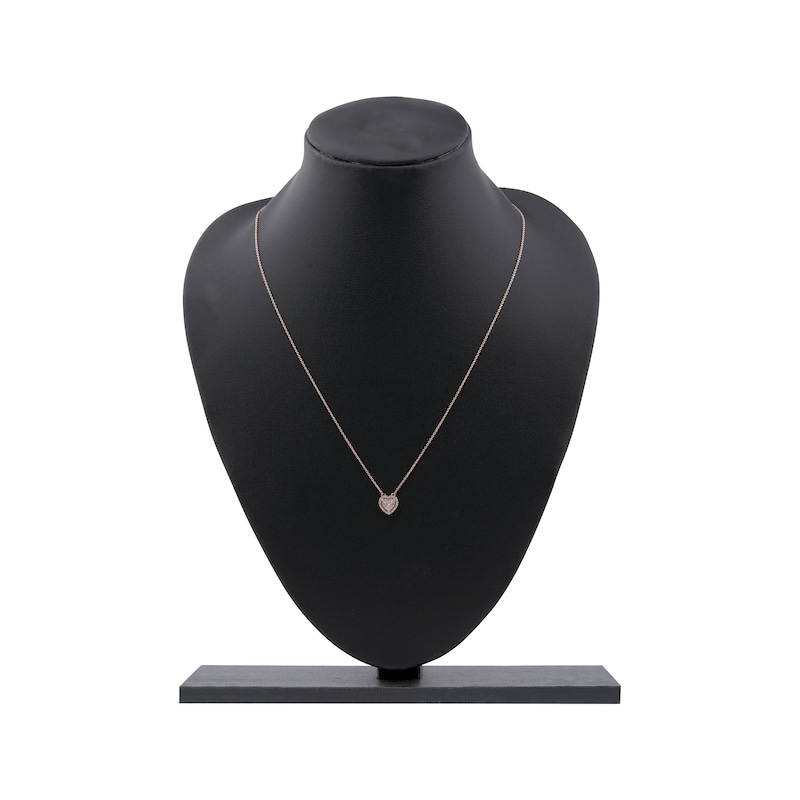 Main Image 6 of Multi-Diamond Heart Halo Necklace 1/6 ct tw 10K Rose Gold 18"