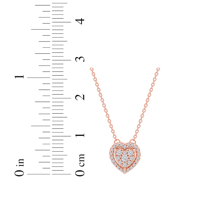 Main Image 5 of Multi-Diamond Heart Halo Necklace 1/6 ct tw 10K Rose Gold 18&quot;
