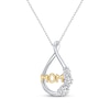Thumbnail Image 1 of Memories Moments Magic Diamond Three-Stone "Mom" Necklace 1/2 ct tw Sterling Silver & 10K Yellow Gold 18"
